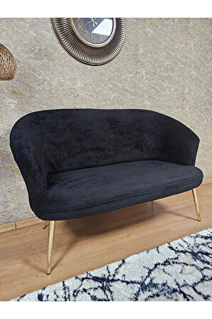 İkili TEDDY Gold Kaplama Sivriltme Ayak Çay Seti Koltuk İkili Berjer , Balkon, Salon, Ofis Siyah Renk 40,5 Boyut/Ebat