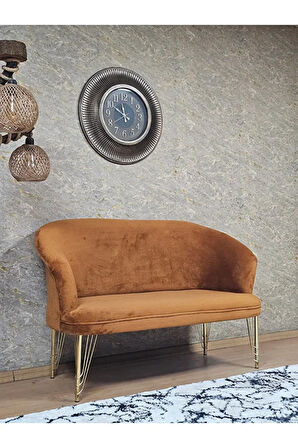 İkili TEDDY Gold Kaplama Telli Ayak Çay Seti Koltuk İkili Berjer , Balkon, Salon, Ofis Kiremit Renk 110 x 49 Boyut/Ebat