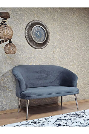 İkili TEDDY Krom Kaplama Sivriltme Ayak Çay Seti Koltuk İkili Berjer , Balkon, Salon, Ofis Füme Renk 40,5 Boyut/Ebat