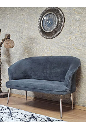 İkili TEDDY Krom Kaplama Sivriltme Ayak Çay Seti Koltuk İkili Berjer , Balkon, Salon, Ofis Füme Renk 40,5 Boyut/Ebat