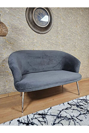 İkili TEDDY Krom Kaplama Sivriltme Ayak Çay Seti Koltuk İkili Berjer , Balkon, Salon, Ofis Füme Renk 40,5 Boyut/Ebat