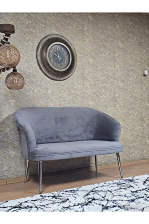 İkili TEDDY Krom Kaplama Sivriltme Ayak Çay Seti Koltuk İkili Berjer , Balkon, Salon, Ofis Gri Renk 40,5 Boyut/Ebat