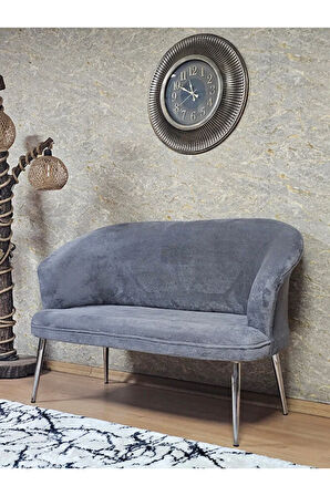 İkili TEDDY Krom Kaplama Sivriltme Ayak Çay Seti Koltuk İkili Berjer , Balkon, Salon, Ofis Gri Renk 40,5 Boyut/Ebat