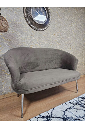 İkili TEDDY Krom Kaplama Sivriltme Ayak Çay Seti Koltuk İkili Berjer , Balkon, Salon, Ofis Kahverengi Renk 40,5 Boyut/Ebat