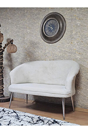 İkili TEDDY Krom Kaplama Sivriltme Ayak Çay Seti Koltuk İkili Berjer , Balkon, Salon, Ofis Krem Renk 40,5 Boyut/Ebat