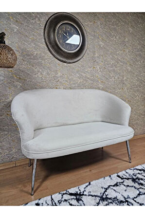 İkili TEDDY Krom Kaplama Sivriltme Ayak Çay Seti Koltuk İkili Berjer , Balkon, Salon, Ofis Krem Renk 40,5 Boyut/Ebat