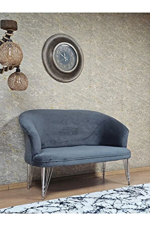 İkili TEDDY Krom Kaplama Telli Ayak Çay Seti Koltuk İkili Berjer , Balkon, Salon, Ofis Füme Renk 40,5 Boyut/Ebat