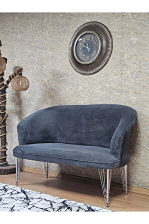 İkili TEDDY Krom Kaplama Telli Ayak Çay Seti Koltuk İkili Berjer , Balkon, Salon, Ofis Füme Renk 40,5 Boyut/Ebat