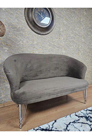 İkili TEDDY Krom Kaplama Telli Ayak Çay Seti Koltuk İkili Berjer , Balkon, Salon, Ofis Kahverengi Renk 40,5 Boyut/Ebat