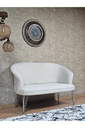 İkili TEDDY Krom Kaplama Telli Ayak Çay Seti Koltuk İkili Berjer , Balkon, Salon, Ofis Krem Renk 40,5 Boyut/Ebat