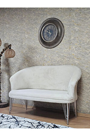 İkili TEDDY Krom Kaplama Telli Ayak Çay Seti Koltuk İkili Berjer , Balkon, Salon, Ofis Krem Renk 40,5 Boyut/Ebat