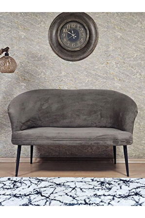 İkili TEDDY Siyah Boyalı Sivriltme Ayak Çay Seti Koltuk İkili Berjer , Balkon, Salon, Ofis Kahverengi Renk 40,5 Boyut/Ebat