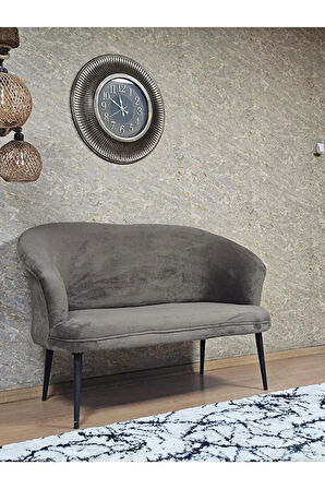 İkili TEDDY Siyah Boyalı Sivriltme Ayak Çay Seti Koltuk İkili Berjer , Balkon, Salon, Ofis Kahverengi Renk 40,5 Boyut/Ebat