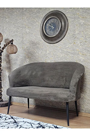 İkili TEDDY Siyah Boyalı Sivriltme Ayak Çay Seti Koltuk İkili Berjer , Balkon, Salon, Ofis Kahverengi Renk 40,5 Boyut/Ebat