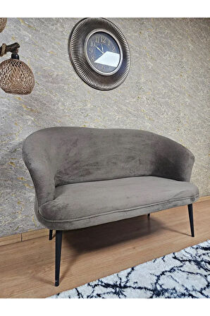 İkili TEDDY Siyah Boyalı Sivriltme Ayak Çay Seti Koltuk İkili Berjer , Balkon, Salon, Ofis Kahverengi Renk 40,5 Boyut/Ebat