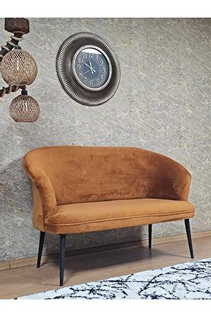 İkili TEDDY Siyah Boyalı Sivriltme Ayak Çay Seti Koltuk İkili Berjer , Balkon, Salon, Ofis Kiremit Renk 40,5 Boyut/Ebat