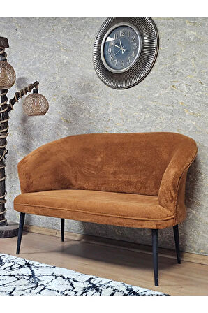 İkili TEDDY Siyah Boyalı Sivriltme Ayak Çay Seti Koltuk İkili Berjer , Balkon, Salon, Ofis Kiremit Renk 40,5 Boyut/Ebat