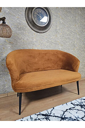 İkili TEDDY Siyah Boyalı Sivriltme Ayak Çay Seti Koltuk İkili Berjer , Balkon, Salon, Ofis Kiremit Renk 40,5 Boyut/Ebat