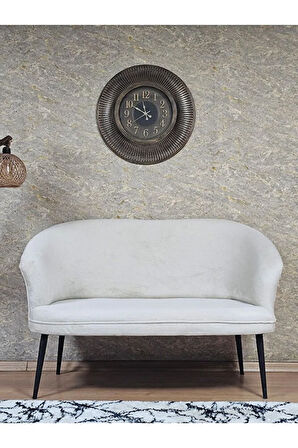 İkili TEDDY Siyah Boyalı Sivriltme Ayak Çay Seti Koltuk İkili Berjer , Balkon, Salon, Ofis Krem Renk 40,5 Boyut/Ebat