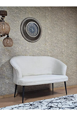 İkili TEDDY Siyah Boyalı Sivriltme Ayak Çay Seti Koltuk İkili Berjer , Balkon, Salon, Ofis Krem Renk 40,5 Boyut/Ebat