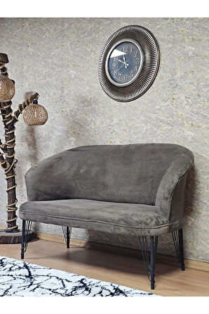İkili TEDDY Siyah Boyalı Telli Ayak Çay Seti Koltuk İkili Berjer , Balkon, Salon, Ofis Kahverengi Renk 40,5 Boyut/Ebat