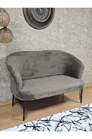 İkili TEDDY Siyah Boyalı Telli Ayak Çay Seti Koltuk İkili Berjer , Balkon, Salon, Ofis Kahverengi Renk 40,5 Boyut/Ebat