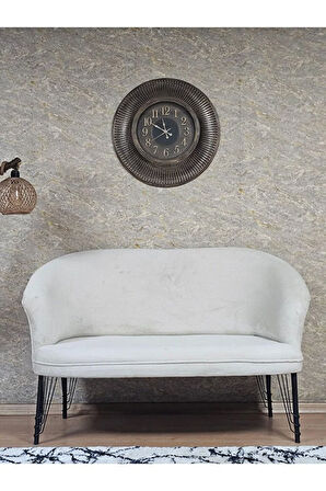 İkili TEDDY Siyah Boyalı Telli Ayak Çay Seti Koltuk İkili Berjer , Balkon, Salon, Ofis Krem Renk 40,5 Boyut/Ebat