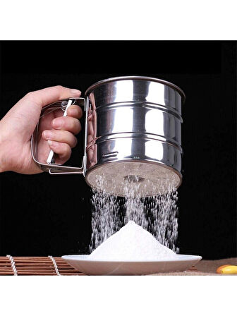  Smart Metal Telli Yuvarlak Elek Un Eleği 28CM ve Bardak Pratik Un Eleği 9.5x10.5 Cm
