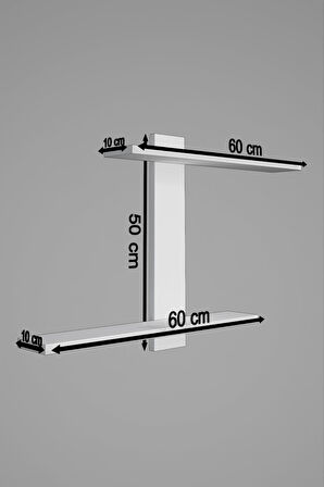 Dekoratif Z Raf Kitaplık Duvar Rafı İkili Raf