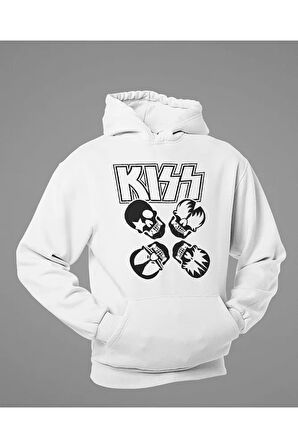 Kiss Müzik Grubu Baskılı Unisex Oversize Rock Metal Hoodie