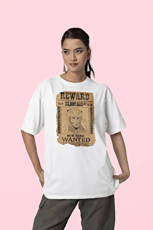 Sub-Zero Reward Wanted Baskılı Unisex Tişört, Oversize Anime Tişört