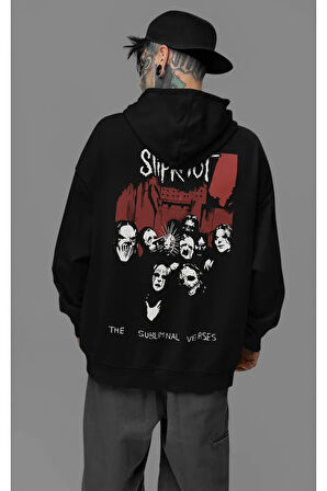 Slipknot The Subliminal Verses Yazılı Unisex Oversize Rock Metal Grubu Hoodie