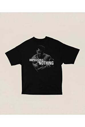 Impossible Is Nothing Yazılı Unisex Oversize Boksör Muhammed Ali Tişört