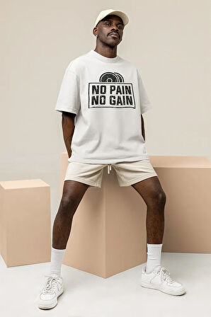 No Pain No Gain Gym Fitness Temalı Oversize Unisex Tişört