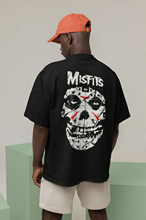 Rock Metal Müzik Grubu Misfits Baskılı Unisex Oversize Tişört