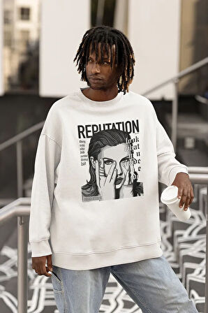 Şarkıcı Taylor Swift Baskılı Unisex Oversize Reputation Sweatshirt
