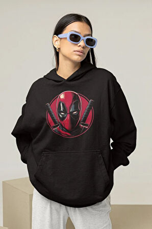 Deadpool Karakter Baskılı Unisex Oversize Hoodie