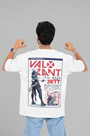 Vallorant Jett Baskılı Unisex Oversize Tasarım Entry Oyun Karakteri Tişört