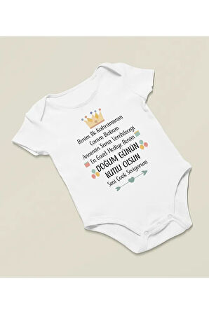 Doğum Günün Kutlu Olsun Baba Yazılı Pamuklu Yumuşak Unisex Çıtçıtlı Body Zıbın