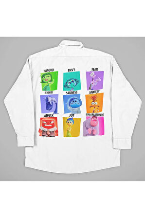 Insiide Out Çizgi Film Baskılı Unisex Ters Yüz Gömlek