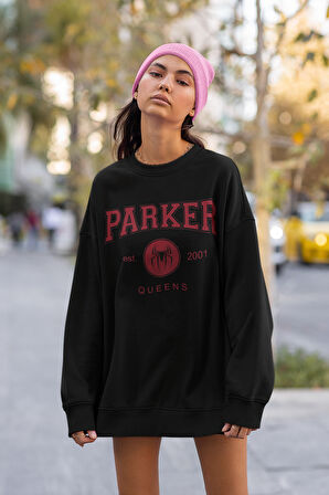 Parker Est. 2001 Queens Yazılı Unisex Oversize Spider-Man Sweatshirt