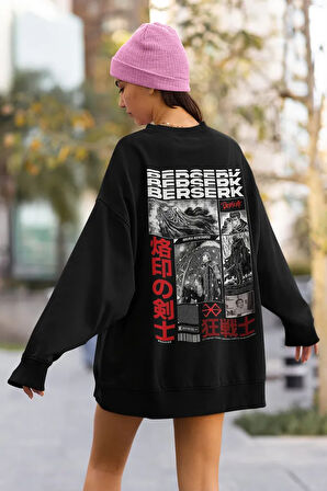 Berserk Anime Dizi Baskılı Unisex Oversize Sweatshirt