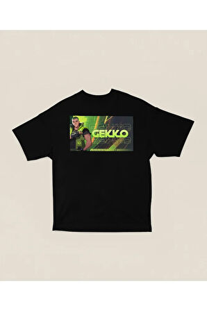 Gekkoo Karakter Baskılı Unisex Oversize Vaalorant Tişört