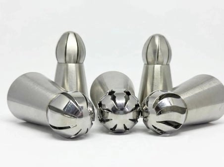 Özel Üretim 5li Profesyonel Rus Top Duy Ucu Seti 59mm Büyük Boy Paslanmaz Çelik Krema Sıkma Fırfır U