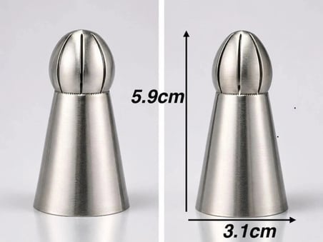 Özel Üretim 5li Profesyonel Rus Top Duy Ucu Seti 59mm Büyük Boy Paslanmaz Çelik Krema Sıkma Fırfır U