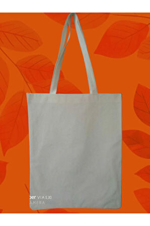 46 Tel Pamuklu Kanvas Bez Torba - 30x45 cm, Uzun Saplı, Ekolojik Alışveriş Torbası