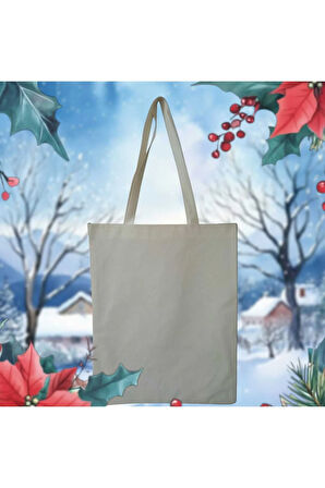 46 Tel Pamuklu Kanvas Bez Torba - 30x45 cm, Uzun Saplı, Ekolojik Alışveriş Torbası