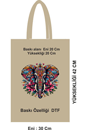 Baskılı Saplı Market Çantası Bez Poşet
