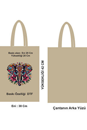 Baskılı Saplı Market Çantası Bez Poşet