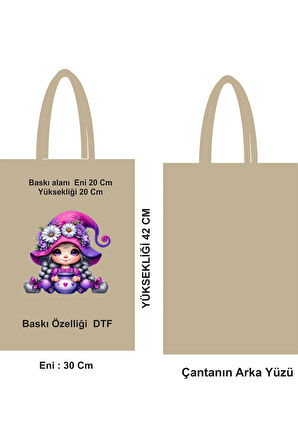 DTF Baskılı Bez Poşet 30x42 cm Saplı Pamuk Çanta – 46 Tel